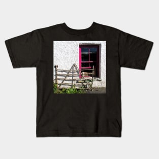 Irish Cottage Sash Window and Hazelwood Gate Kids T-Shirt